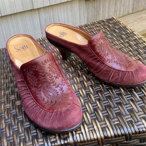 Sofft Camille Aubergine Red Suede Mules